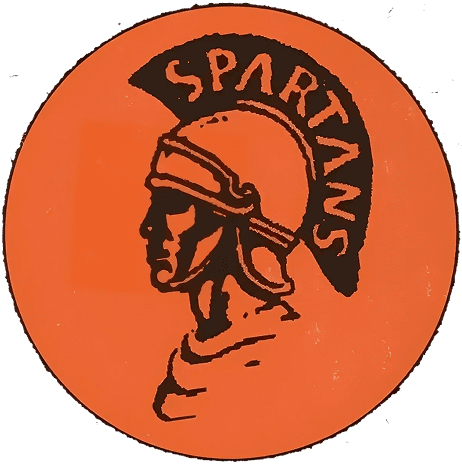 Spartan warrior emblem on orange background