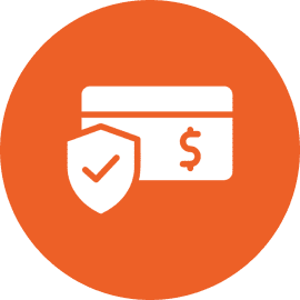 Credit card with security shield icon