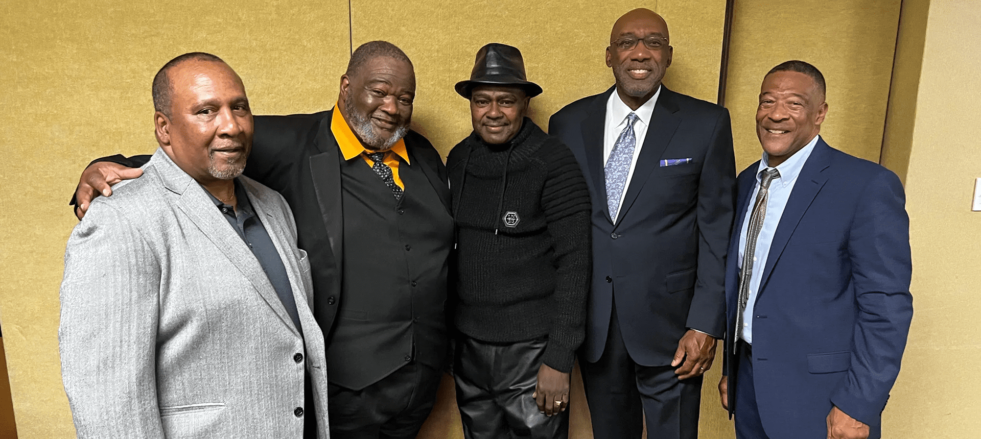 Friends gathered for a photograph