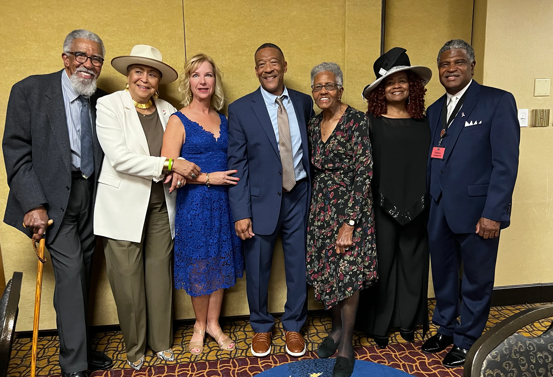 Friends posing at an event